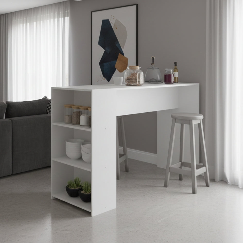 Bancada Balcão/Mesa de Cozinha 3 Prateleiras Menu Móveis Branco