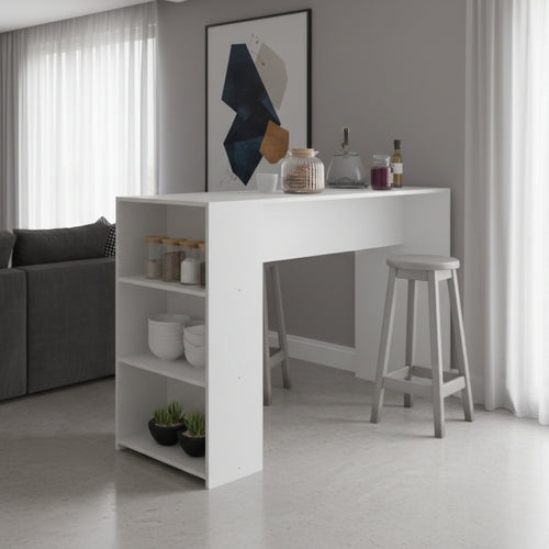 Bancada Balcão/Mesa de Cozinha 3 Prateleiras Menu Móveis Branco