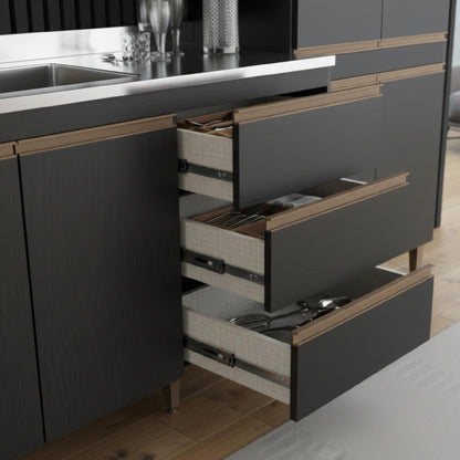 Armário de Cozinha Compacta Modulada 3 peças Milão Menu Móveis Preto