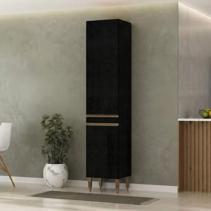 Paneleiro 2 Portas para Cozinha Modulada Milão Preto 182cm Menu Móveis