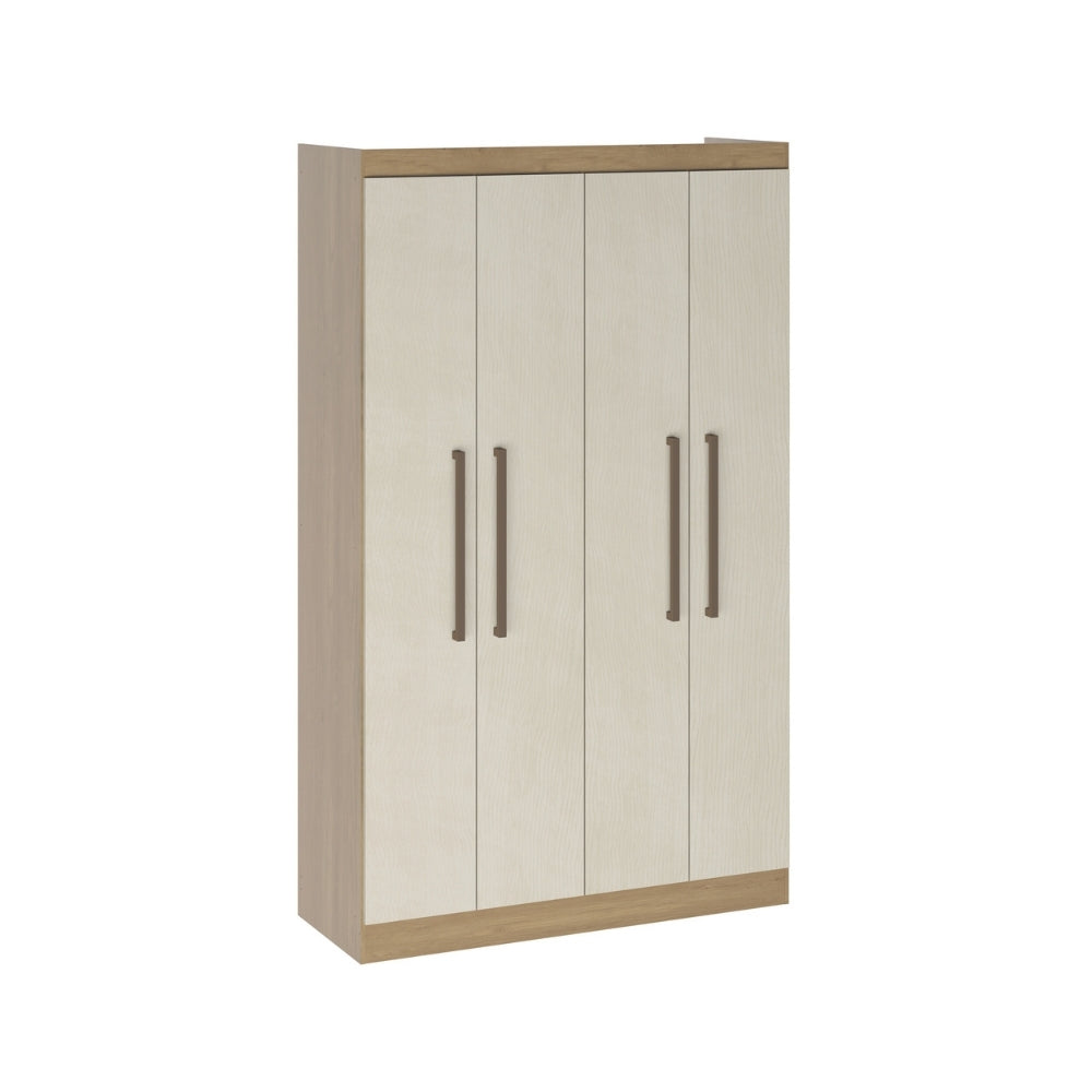 Guarda Roupa Solteiro Japão 4 Portas 2 Gavetas Menu Móveis Off White/Carvalho