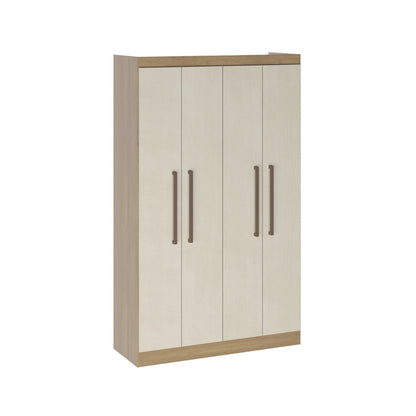 Guarda Roupa Solteiro Japão 4 Portas 2 Gavetas Menu Móveis Off White/Carvalho
