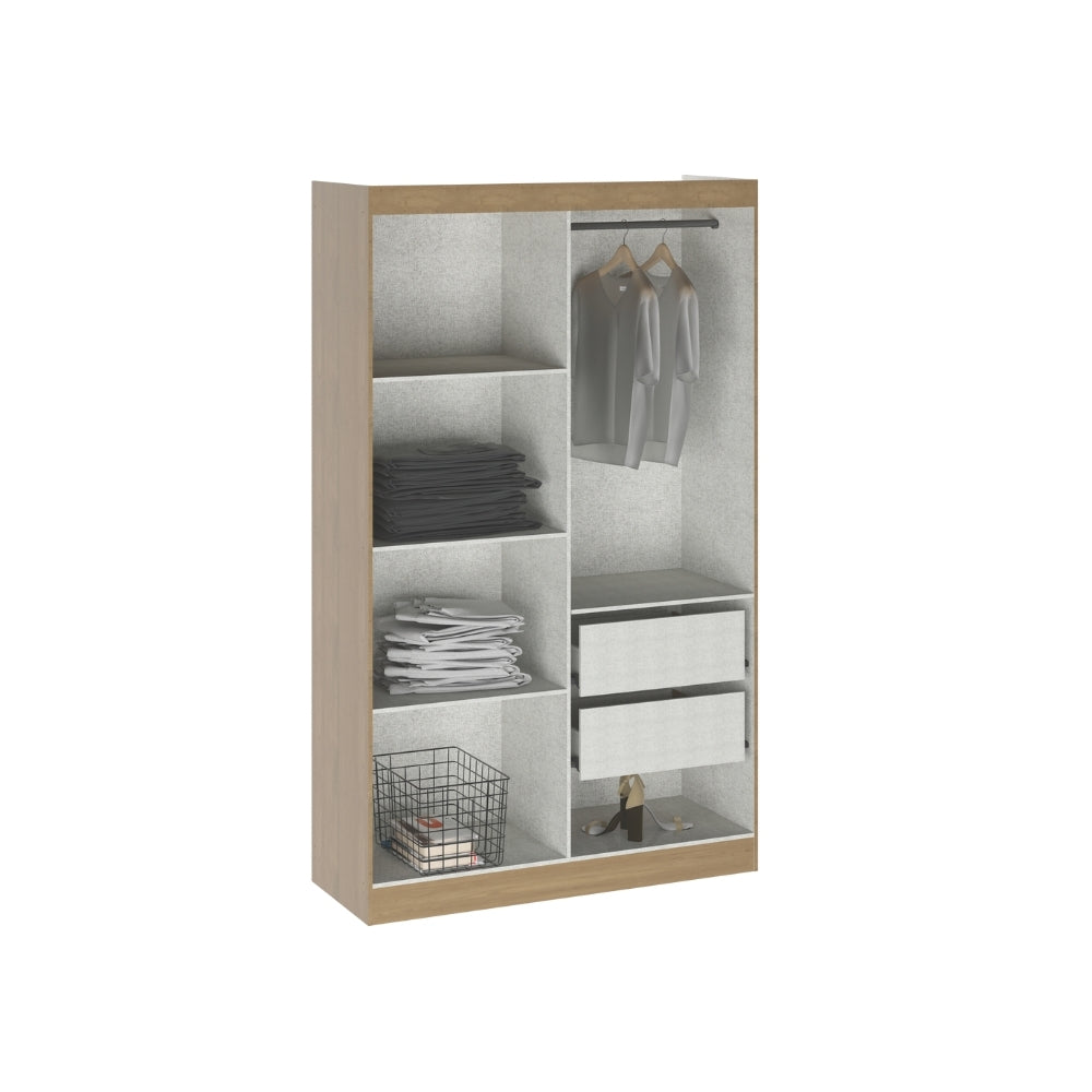 Guarda Roupa Solteiro Japão 4 Portas 2 Gavetas Menu Móveis Off White/Carvalho