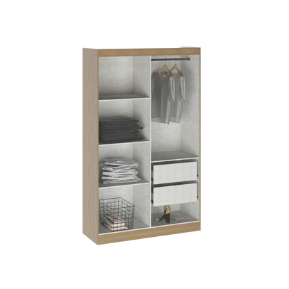Guarda Roupa Solteiro Japão 4 Portas 2 Gavetas Menu Móveis Off White/Carvalho