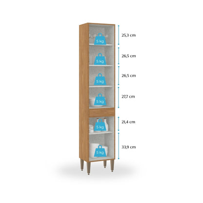 Paneleiro 2 Portas para Cozinha Modulada Paris 202cm Menu Móveis Freijó