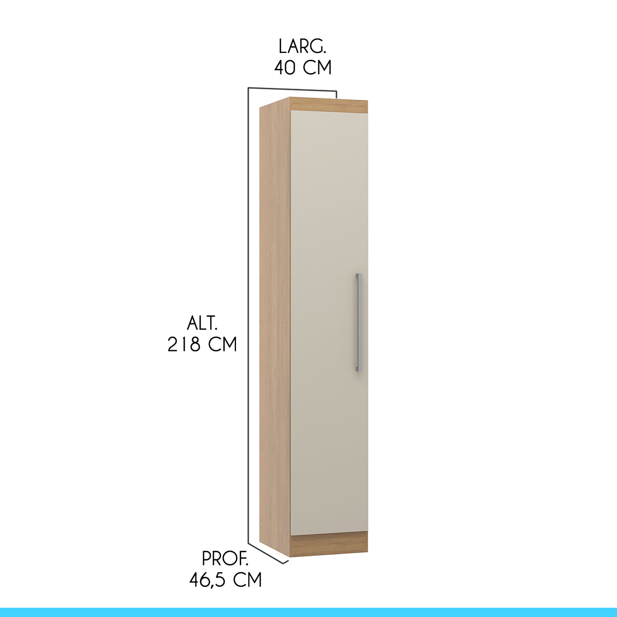 Guarda Roupa Armário Modulado 1 Porta Selene Menu Móveis Carvalho/Off White