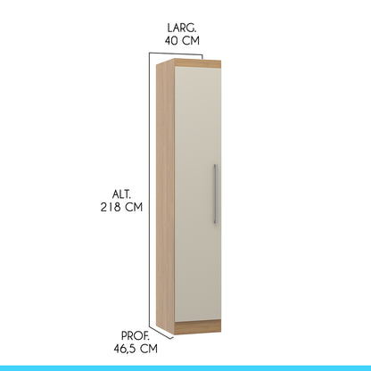 Guarda Roupa Armário Modulado 1 Porta Selene Menu Móveis Carvalho/Off White