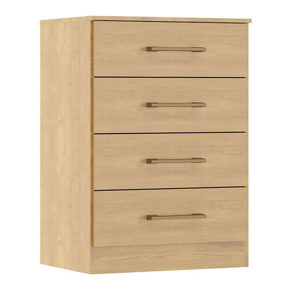 Cômoda para Quarto 4 Gavetas 93cm Menu Móveis Carvalho