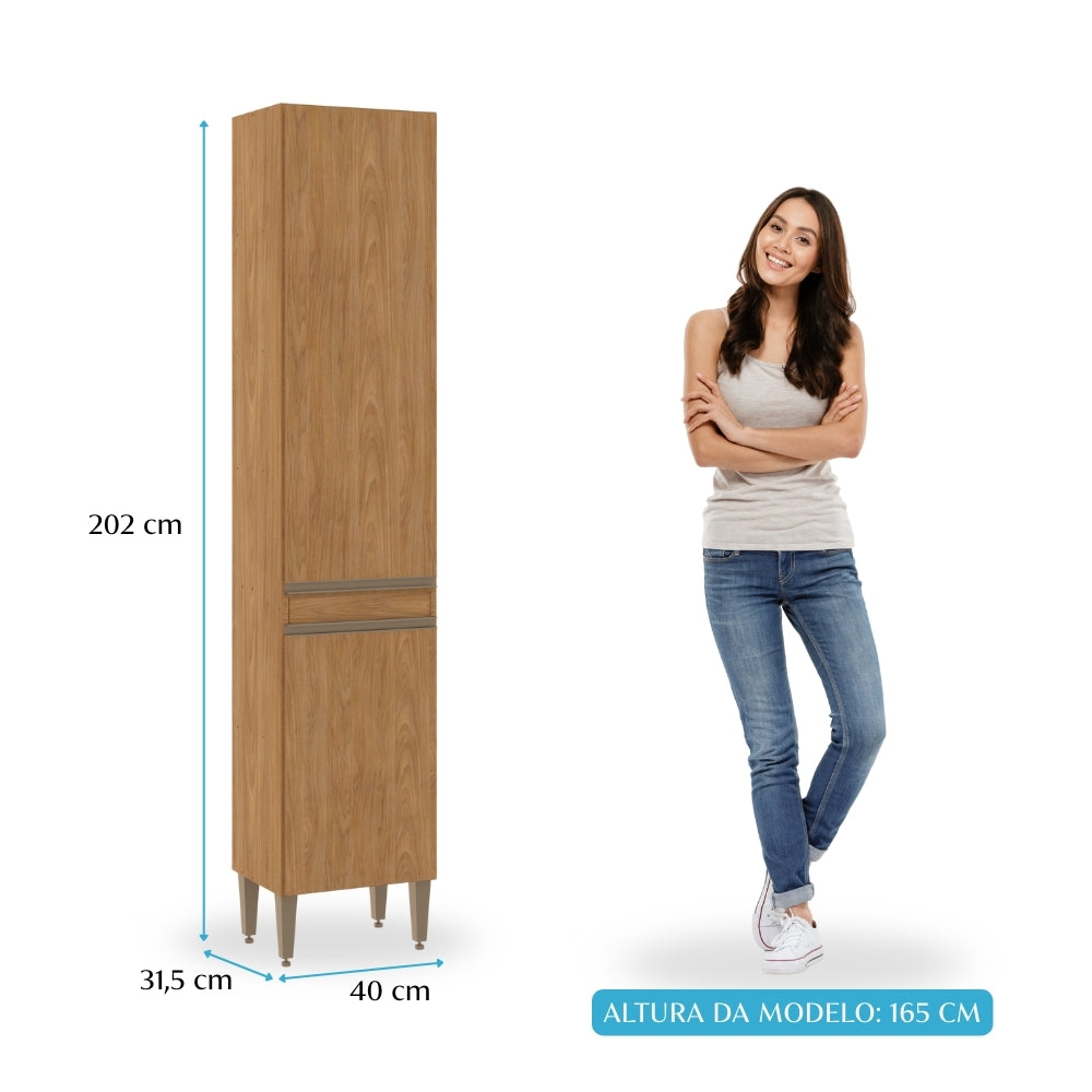 Paneleiro 2 Portas para Cozinha Modulada Paris 202cm Menu Móveis Freijó
