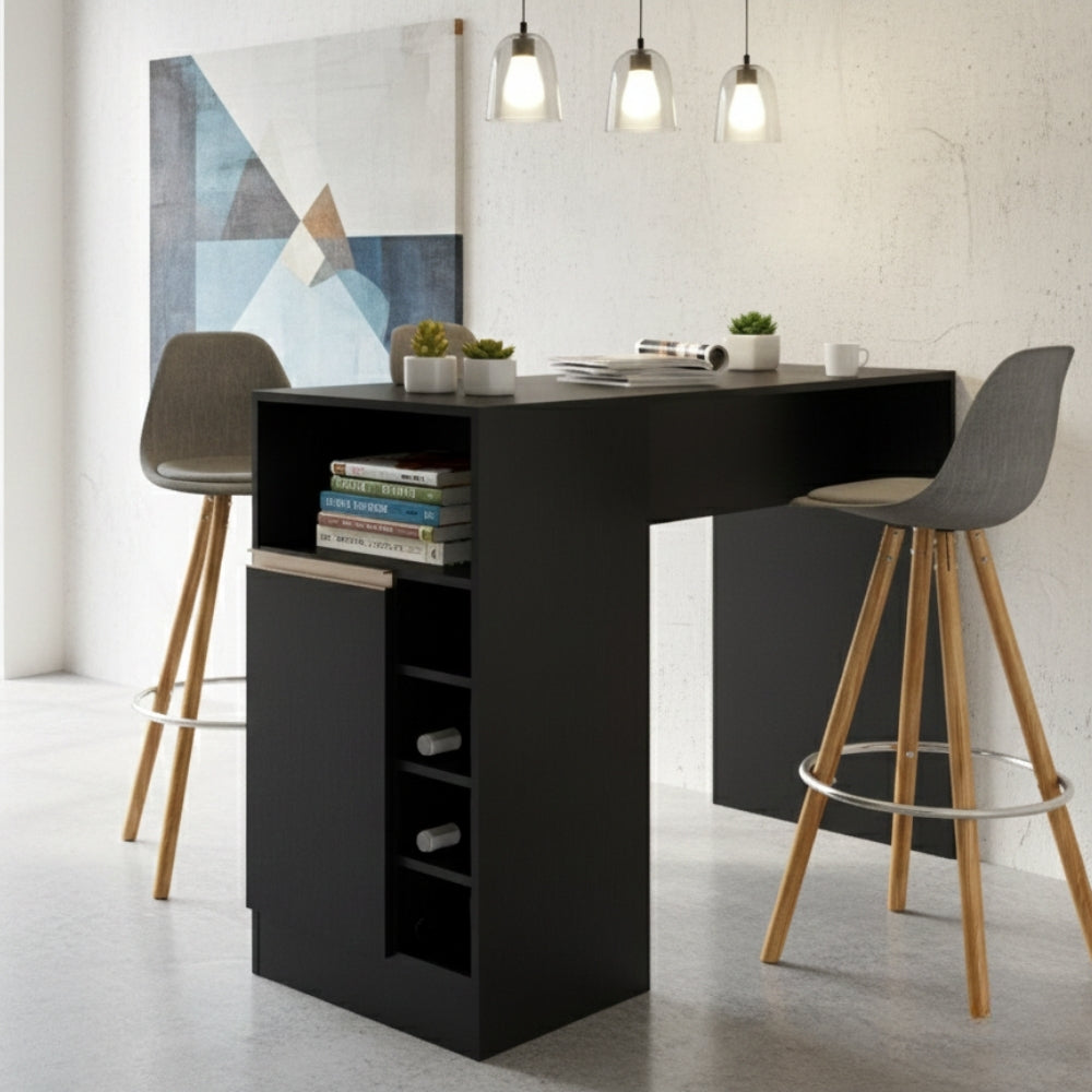 Bancada Balcão/Ilha de Cozinha Gourmet 1 Porta e Adega Menu Móveis Preto