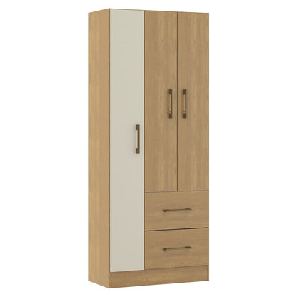 Guarda Roupas de Solteiro com 3 Portas 2 Gavetas Menu Móveis Carvalho