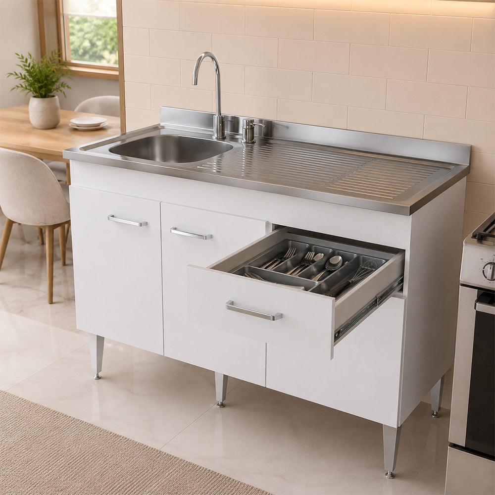 Balcão para Pia 120cm Menu Móveis Branco