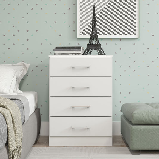 Cômoda para Quarto 4 Gavetas 93cm Menu Móveis Branco
