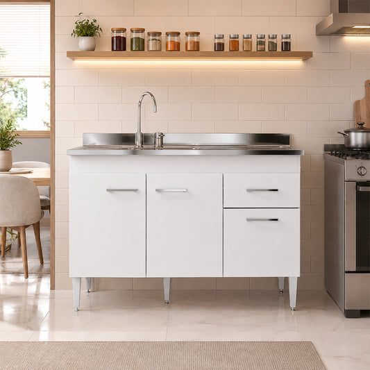 Balcão para Pia 120cm Menu Móveis Branco