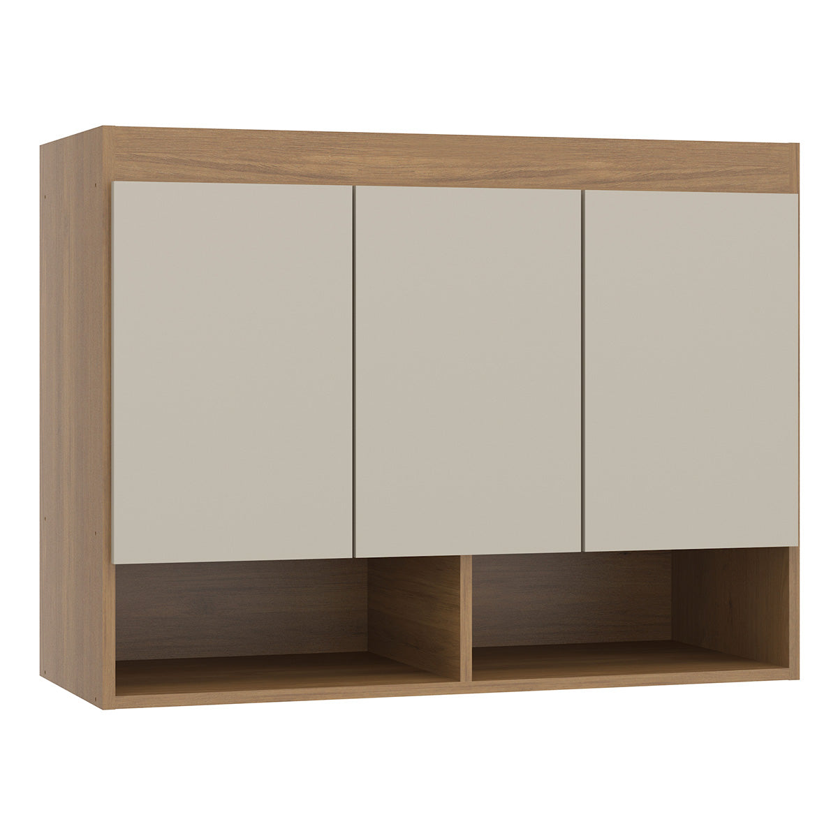 Guarda Roupa Modulado Armário Aéreo 3 Portas Selene Menu Móveis Carvalho/ Off White