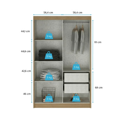 Guarda Roupa Solteiro Japão 4 Portas 2 Gavetas Menu Móveis Off White/Carvalho