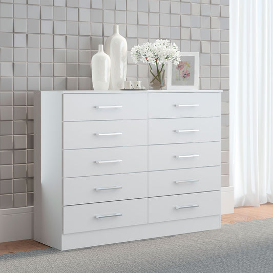 Cômoda para Quarto Casal Organizadora com 10 Gavetas Menu Móveis Branco