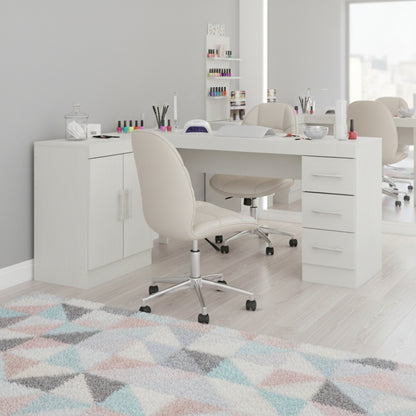 Mesa Escritório de Canto Home Office 2 Portas 3 Gavetas Menu Móveis Branco