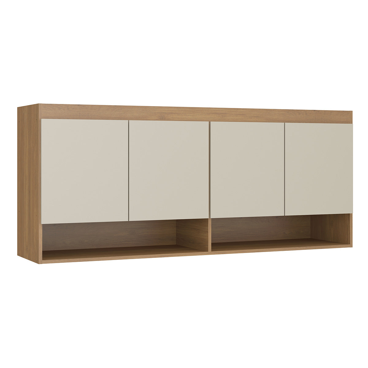 Armário Aéreo 4 Portas Guarda Roupa Modulado Selene 160x68 Cm MDP Carvalho/Off White  6003 MENU