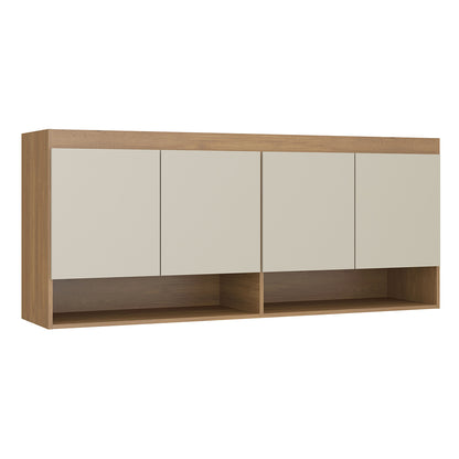 Armário Aéreo 4 Portas Guarda Roupa Modulado Selene 160x68 Cm MDP Carvalho/Off White  6003 MENU