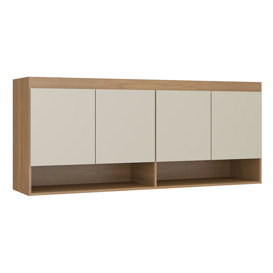 Armário Aéreo 4 Portas Guarda Roupa Modulado Selene 160x68 Cm MDP Carvalho/Off White  6003 MENU