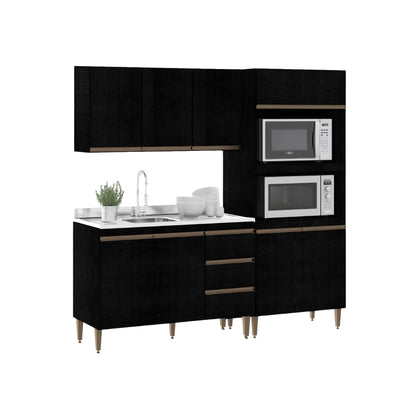 Armário de Cozinha Compacta Modulada 3 peças Milão Menu Móveis Preto