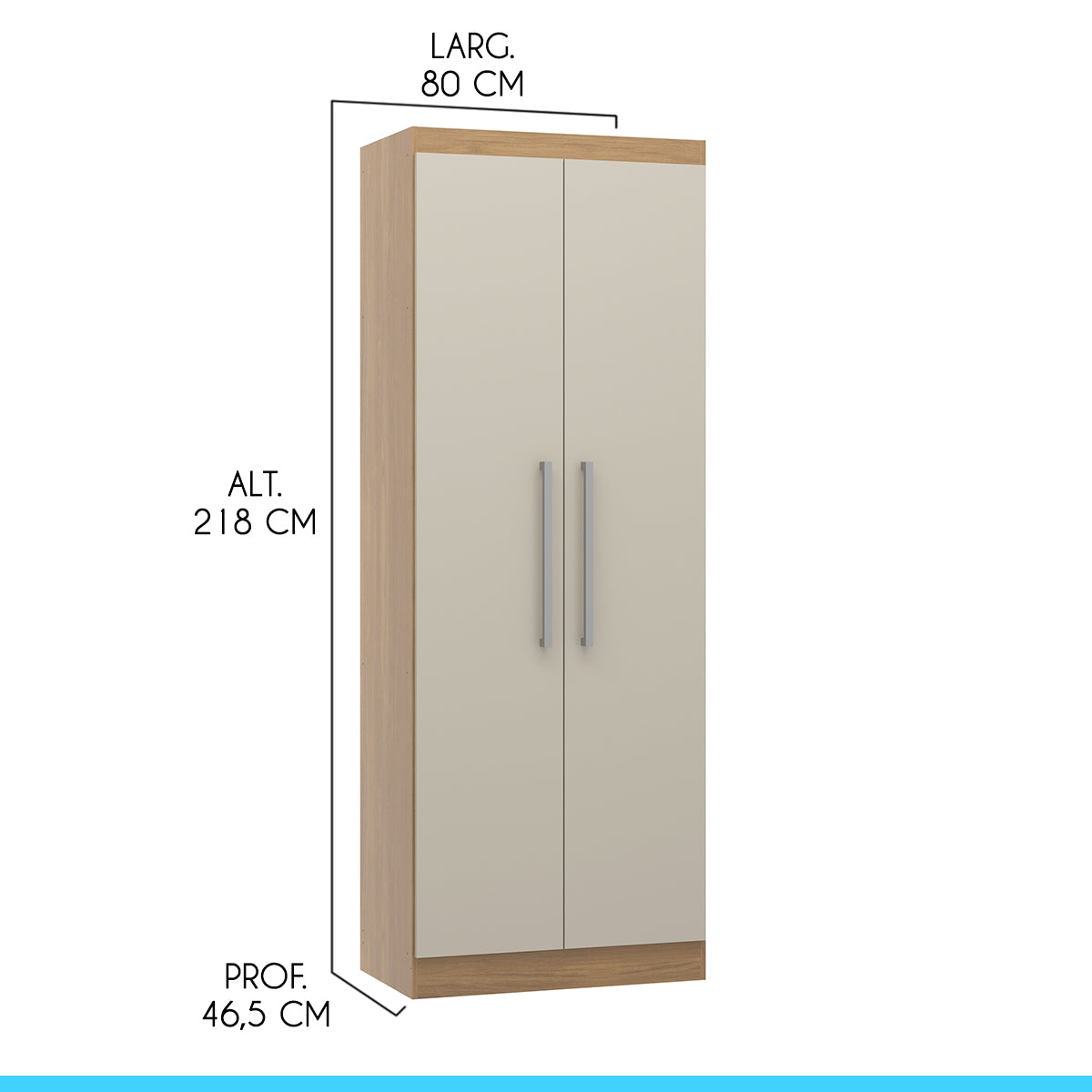 Armário 2 Portas Guarda Roupa Modulado Selene Carvalho/Off White 6005 Menu