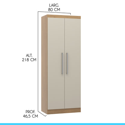 Armário 2 Portas Guarda Roupa Modulado Selene Carvalho/Off White 6005 Menu
