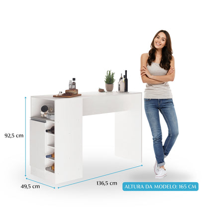 Bancada Balcão/Ilha de Cozinha Gourmet 1 Porta e Adega Menu Móveis Branco