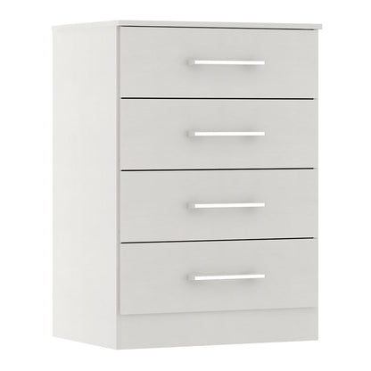 Cômoda para Quarto 4 Gavetas 93cm Menu Móveis Branco