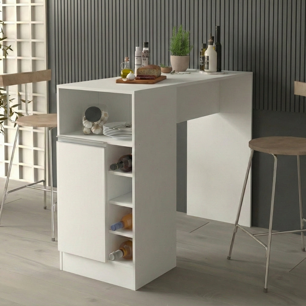 Bancada Balcão/Ilha de Cozinha Gourmet 1 Porta e Adega Menu Móveis Branco