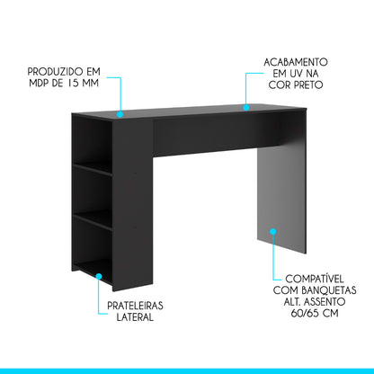 Bancada Balcão/Ilha de Cozinha Gourmet Menu Móveis Preto
