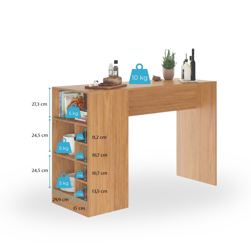 Bancada Balcão/Ilha de Cozinha Gourmet 1 Porta e Adega Menu Móveis Freijó