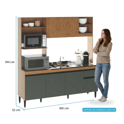 Armário de Cozinha Compacta Tóquio 180cm 6 Portas c/ Torre Quente Menu Móveis