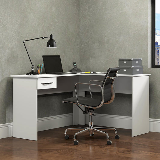 Mesa Para Escritório Escrivaninha De Canto 1 Gaveta Menu Móveis Branco